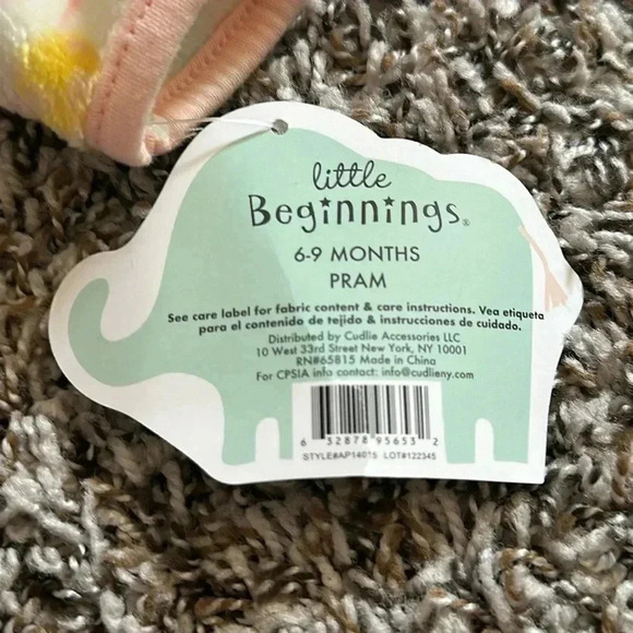 Little Beginnings 6-9 M Baby Animals Romper Hoodie White/Yellow One Piece Zip - Picture 4 of 4